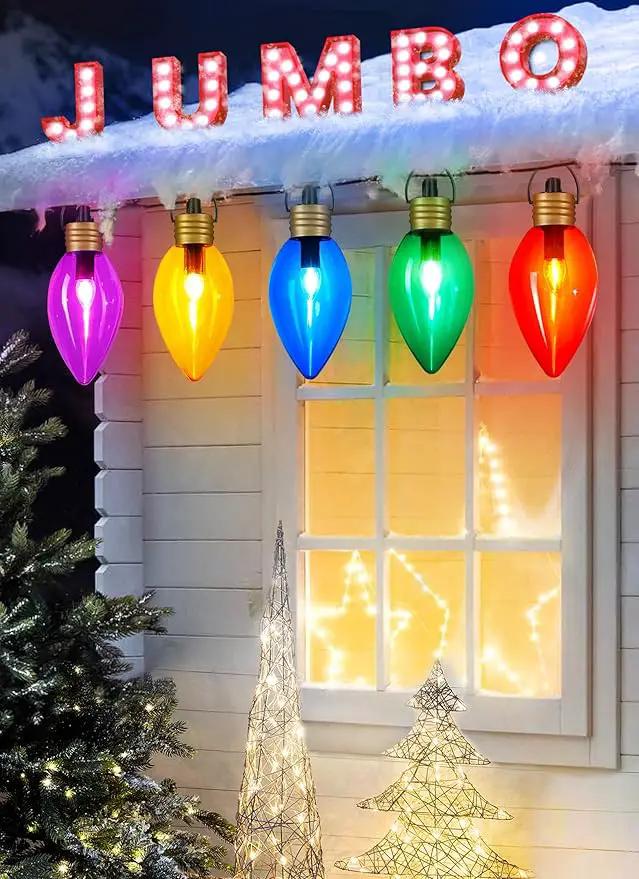 Minetom 11Feet 5 LED Super Jumbo Christmas String Lights or Pathway Marker Lights, Outdoor Xmas Decorations- Jumbo C9 Hanging Lights Waterproof Lawn Dec for Holiday Home Tree Roof Yard Garden by GreenHaven Gardens