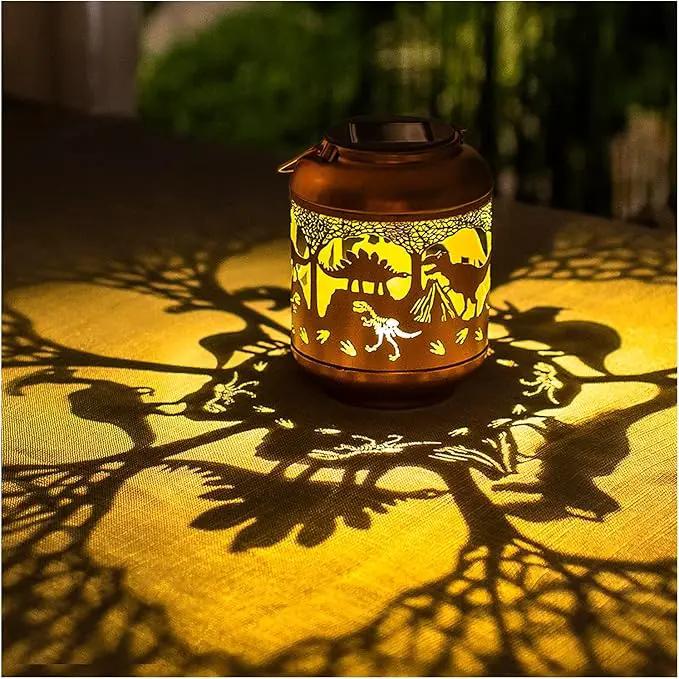 Dinosaur Solar Lanterns Outdoor Waterproof,Hanging Solar Lights Dinosaur Gifts for Women Men Metal LED Decorative Light for Yard,Patio,Lawn,Tabletop,Pathway,Landscape,Garden Decor by GreenHaven Gardens