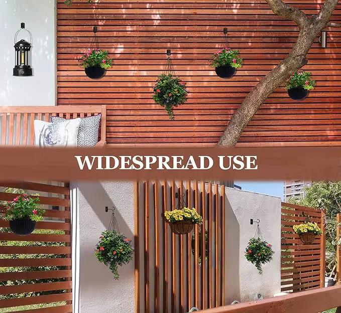 6in Plant Hooks,4Pack Ceiling Hooks for Hanging Plants,Lights,Planters,Lanterns,Hanging Bird Feeders,Wind Chimes,Indoor&Outdoor Decoration Wall Hooks Black by GreenHaven Gardens