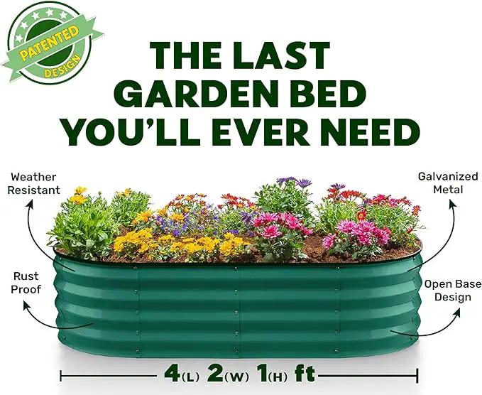 Galvanized Raised Garden Beds Outdoor // 4×2×1 ft (2-Pack) Planter Raised Beds for Gardening, Vegetables, Flowers // Large Metal Garden Box (Dark Green) // Patented Tool-Free Design by GreenHaven Gardens