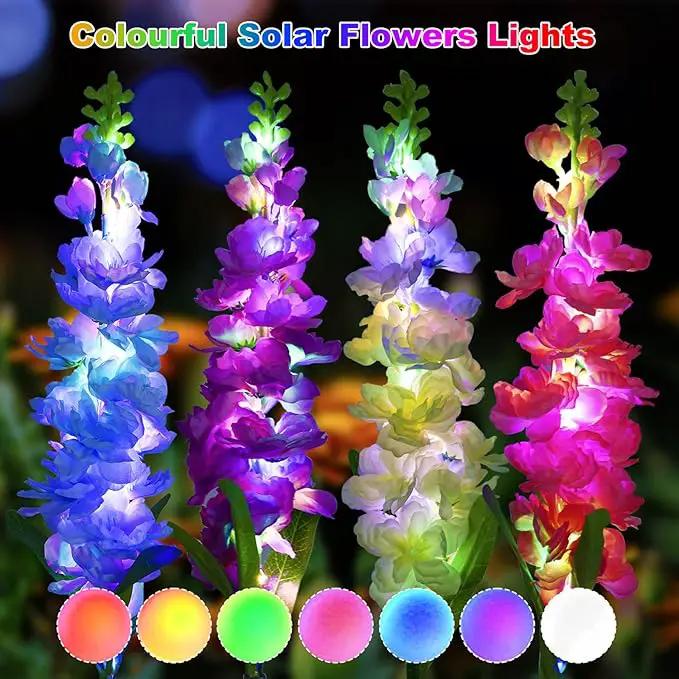 Solar Garden Lights, 6 Pack 20 LEDs Solar Delphinium Flowers Lights Gifts for Mom Grandma Women, Waterproof Solar Outdoor Lights Two Lighting Modes for Wedding Garden Yard Patio Decor by GreenHaven Gardens