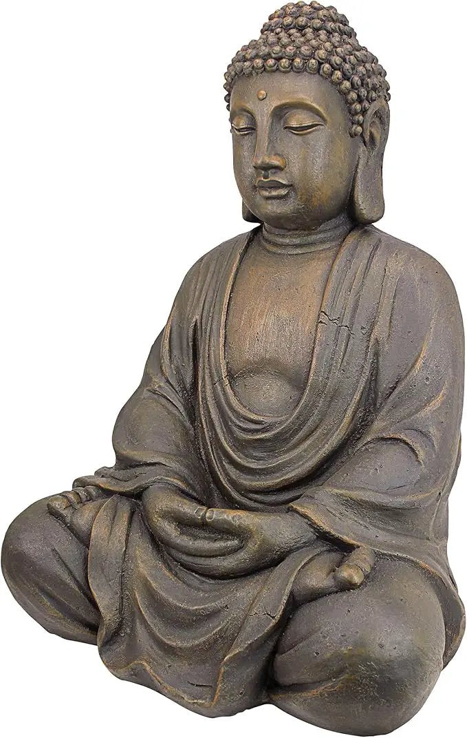 Design Toscano Meditative Asian Decor Grand Temple Indoor/Outdoor Garden Statue, Medium, 25 inches tall, Cast Stone Resin, Dark Stone Finish by GreenHaven Gardens