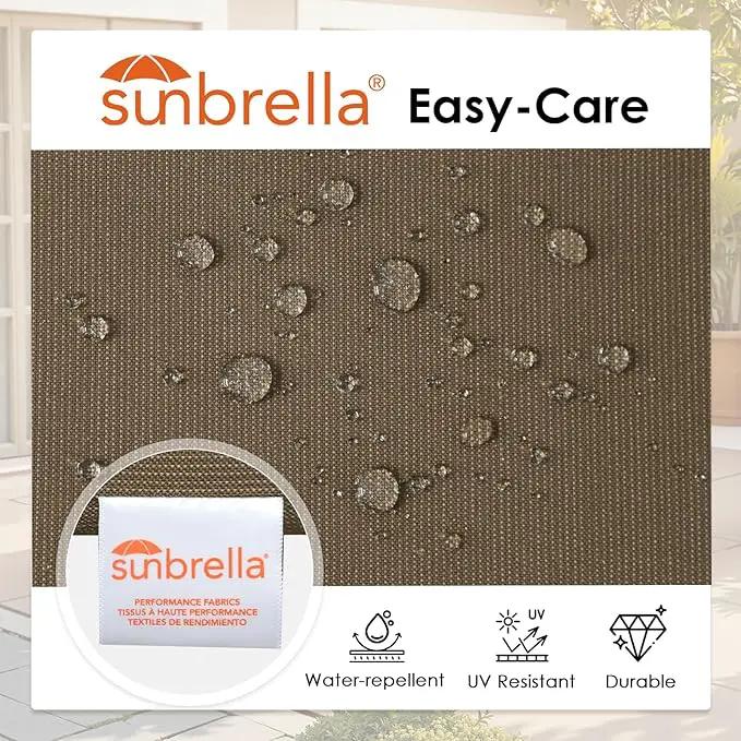 Outdoor Sunbrella Square Corner Seat Cushion, 18.5"x16"x3", Set of 4, Non Slip Seat Cushion Pads with Removable Cover for Patio Furniture, Garden Yard Lawn, Specrtum Caribou by GreenHaven Gardens