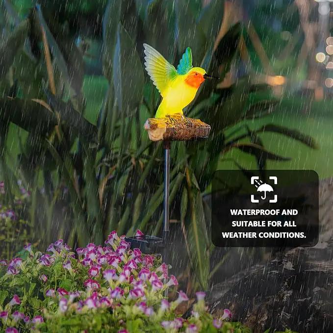 Birdsong Hummingbird Garden Decor Statues Stake Figurine Solar Lights for Outside Lawn Yard Porch Patio Flowerbed Christmas Decorations Outdoor for Moms Birthday (Green Hummingbird) by GreenHaven Gardens