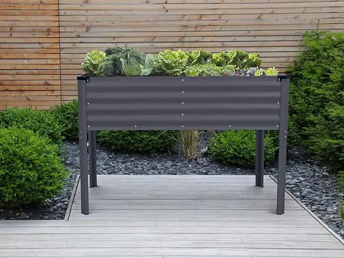 Galvanized Raised Garden Beds Outdoor with Legs // 48×24×31in Elevated Planter Box for Vegetables, Flowers (Gray) // Large Metal Garden Bed for Backyard Patio Gardening by GreenHaven Gardens