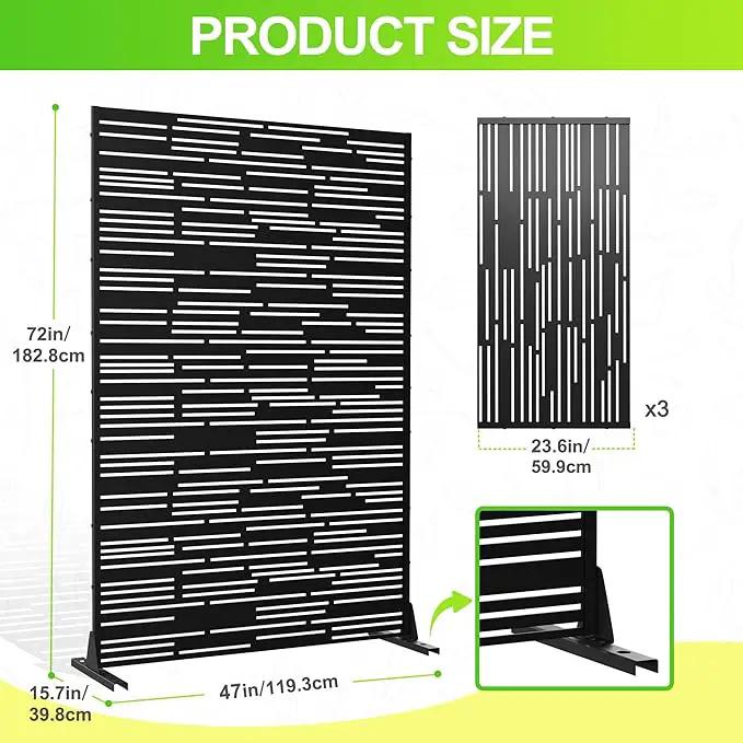 Outdoor Privacy Screen,72" H×47" W Metal Privacy Screen, Freestanding Privacy Fence Panels for Patio by GreenHaven Gardens