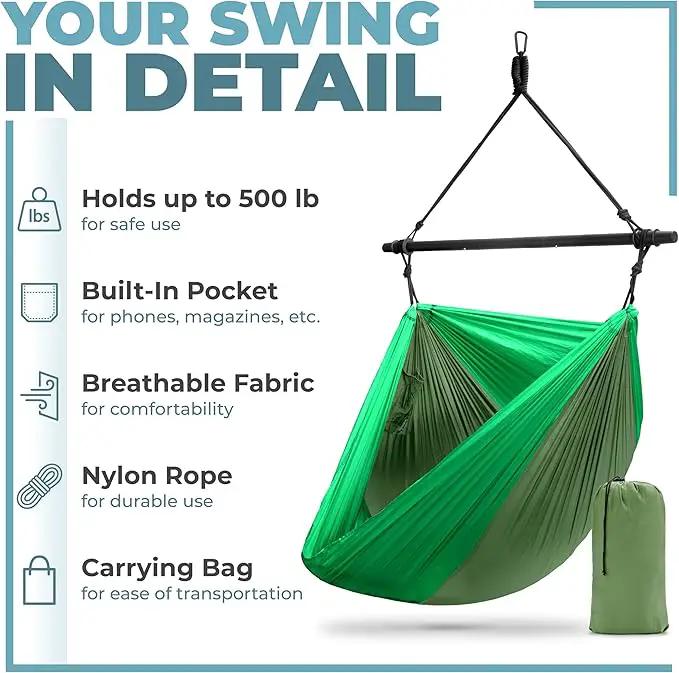 Sorbus Hanging Hammock Chair - Tree Pod Sensory Swing - Outdoor Camping Cacoon Chair - Collapsible and Lightweight Swings - Swinging Rocker Chairs for Camp, Travel, Hiking, Tent, Porch (500 lb Max) by GreenHaven Gardens
