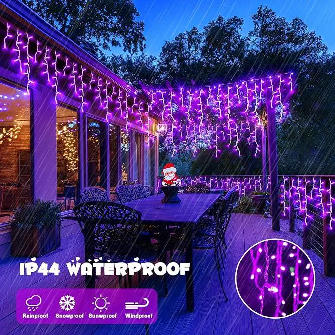 JMEXSUSS 800 LED Purple Icicle Lights Outdoor, Purple Icicle Christmas Lights Indoor Plug in with Remote, Purple Christmas Lights for Outside Fireplace Eave Yard Christmas Decor by GreenHaven Gardens