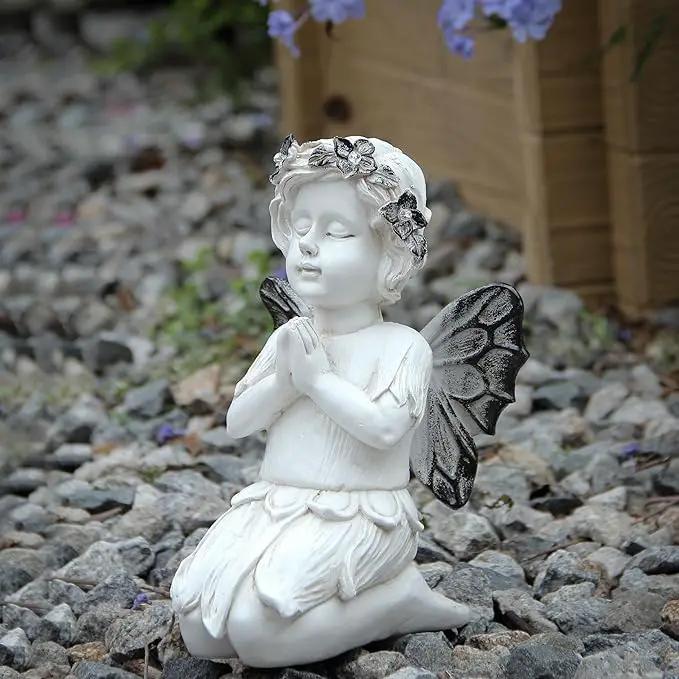 Leekung Angel Statues for Garden Decor - with Solar Powered Light Angel Garden Statues Outdoor Garden Sculptures & Statues Angels Figurines Memorial Praying Sculpture for Patio Lawn Yard Porch Gifts by GreenHaven Gardens