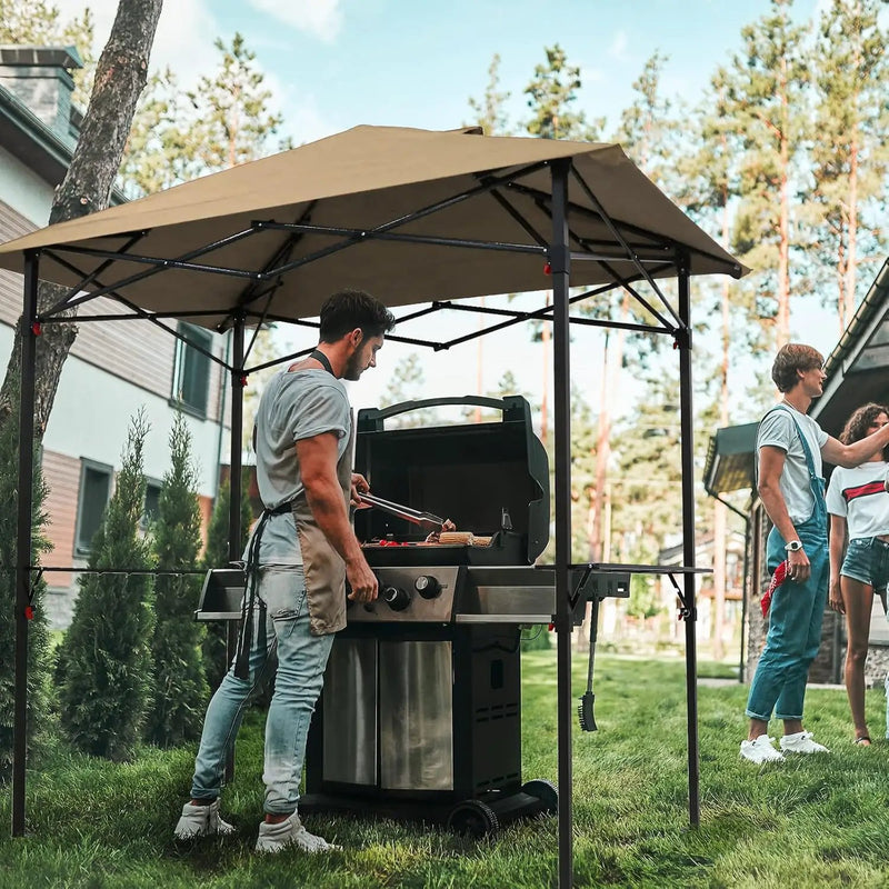 COOS BAY 8x5 Pop up Grill Gazebo Portable BBQ Gazebo Canopy Tent with Carry Bag, Outdoor Barbeque Shelter, Beige by GreenHaven Gardens