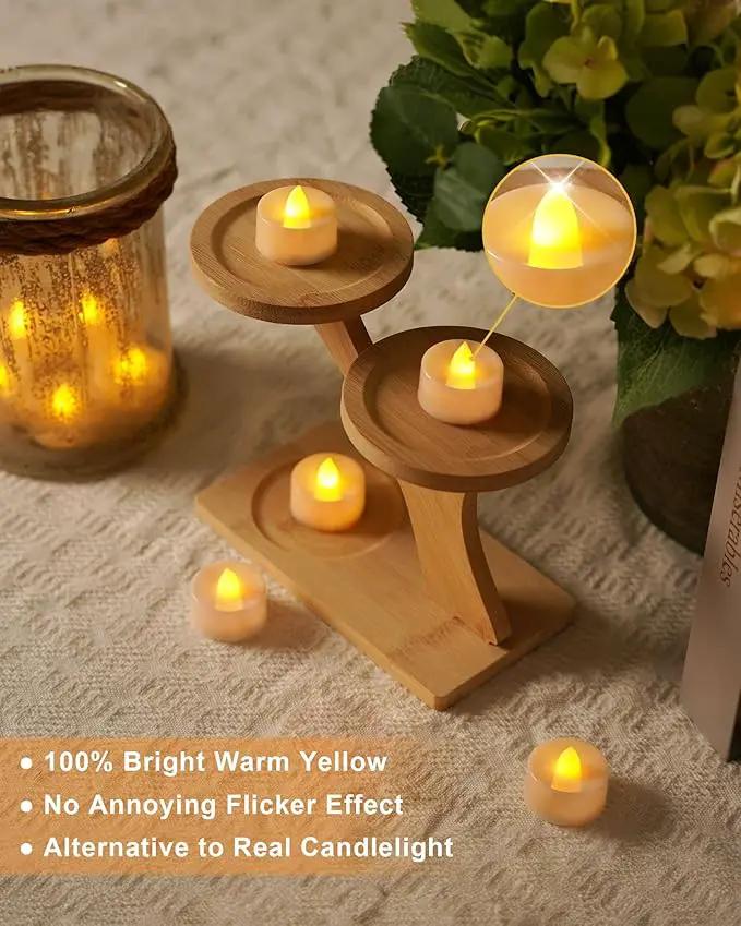BEICHI Flameless LED Tea Lights - 100 Pack Battery Operated Flickering Fake Candles for Wedding, Halloween, Christmas & Diwali - Warm Yellow by GreenHaven Gardens