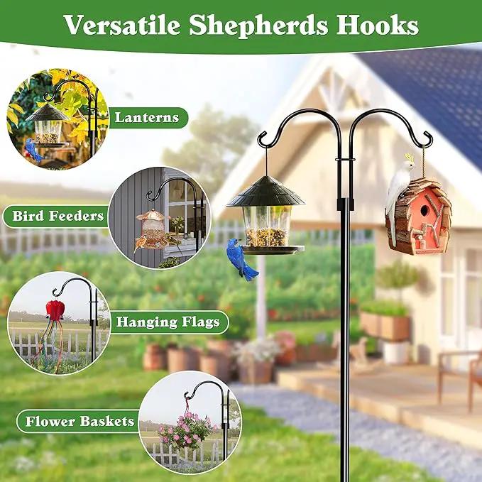 Double Shepherds Hooks for Outdoor (1Pack,76 inch) Heavy Duty Adjustable Bird Feeder Pole Garden Decor Shepherds Hook for Hanging Bird Feeder, Plant Baskets, Hummingbird Feeder for Outside by GreenHaven Gardens