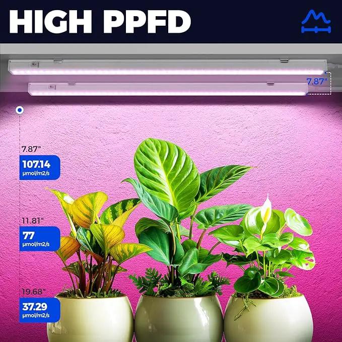 Barrina T5 Grow Lights, Full Spectrum, 2ft 80W (8 x 10W, 500W Equivalent), LED Grow Light Bulbs, Plant Lights for Indoor Plants, Greenhouse, Plug and Play, Pink, 8-Pack by GreenHaven Gardens