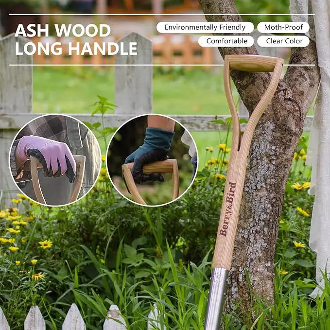 Berry&Bird Shovels for Digging, 43’’ Round Spade Heavy Duty Shovel with Wooden D Handle Stainless Steel Snow Shovel Garden Shovel Yard for Transplanting & Outdoor by GreenHaven Gardens