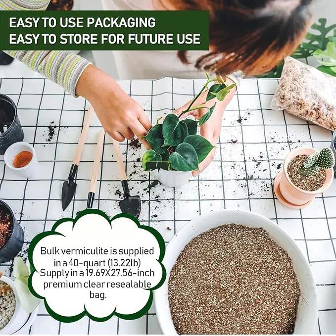 40QT Horticultural Vermiculite Bulk, Organic Vermiculite for Plants, Course Grade Vermiculite for Gardening, for houseplants, for Mushrooms, to Maintain Soil Moisture and Plant Growth(2-4mm) by GreenHaven Gardens