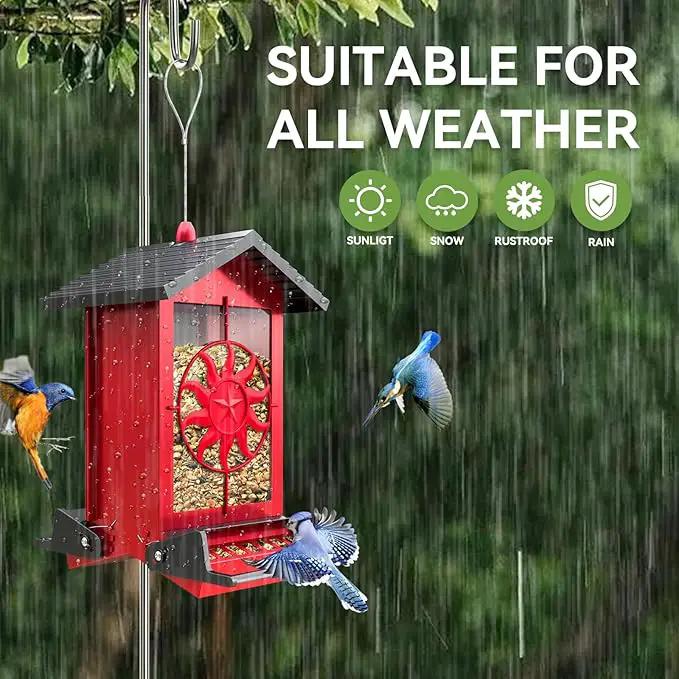 Squirrel Proof Bird Feeders for Outdoors, 5LBS Large Capacity Metal Wild Bird Feeder with Bilateral Weight-Activated Perches, Anti Squirrel Bird Feeders for Outside Finch, Cardinal, Blue Jay by GreenHaven Gardens