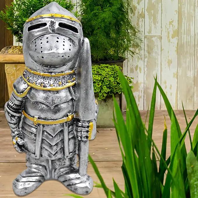nezababy Knight Gnomes Guard Garden Statue Decoration Medieval Wee Crusader Battle Swordsman Fighting Outdoor Figurines Lawn Decor Resin (B) by GreenHaven Gardens