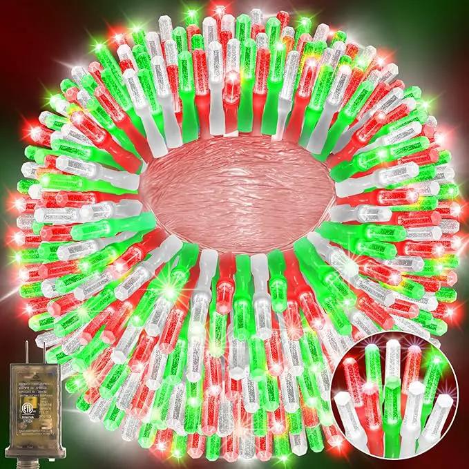 Heceltt 1600 LED 630 FT String Lights Outdoor, 8 Modes Christmas Lights Plug in, IP44 Waterproof Led String Lights with Timer and Memory for Home Party Tree Decorations (Red Green and White) by GreenHaven Gardens