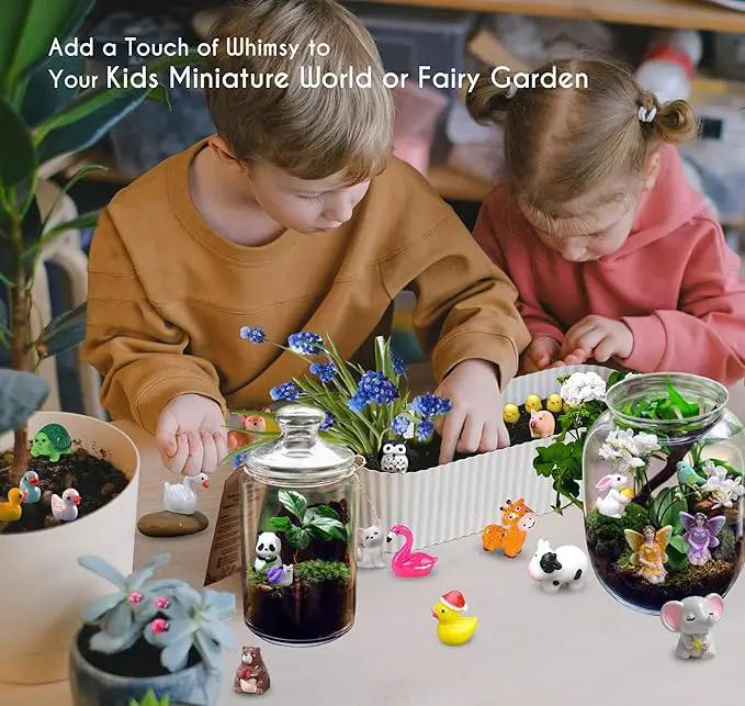 Mini Resin Animals Figures Set 100 Pieces for Miniature Garden Decor - Slime Charm for Craft - Tiny Resin Animal by GreenHaven Gardens