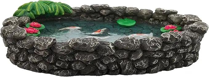 GlitZGlam KOI Miniature Pond for a Fairy Garden. A Miniature Pond for a Miniature Fairy Garden and Enchanted Garden Accessories by GreenHaven Gardens