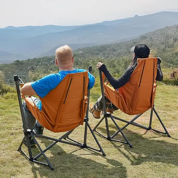 Timber Ridge Hammock Camping Chair with Adjustable Backrest, Heavy Duty Folding Hammock Chair Supports 300lbs, Portable Hammock Chair for Camping, Travelling and Patio, Orange by GreenHaven Gardens
