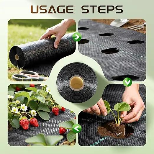 Land Guard 4ft x 300ft Weed Barrier Fabric Heavy Dusty, Ground Cover, Weed Mat, Woven Landscape Fabric for Garden, Lawn and Outdoor Project by GreenHaven Gardens