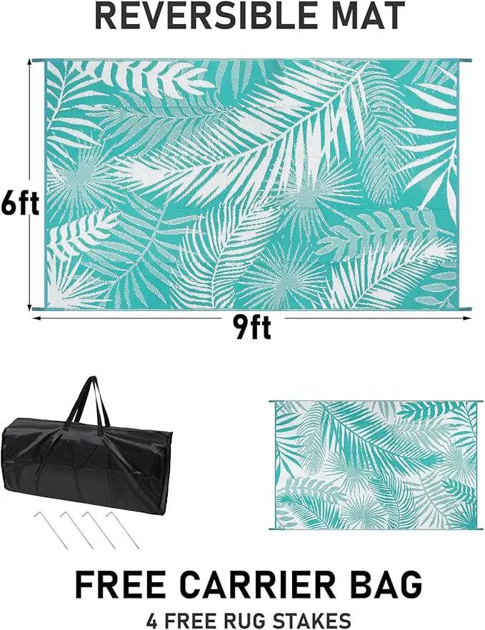 HiiARug Outdoor Rug 6x9Ft Waterproof for Patios Clearance, Reversible Plastic Straw Patio Mat Large Area Rugs RV Mats for Outside Trailers Campers Porch Deck Beach Backyard by GreenHaven Gardens