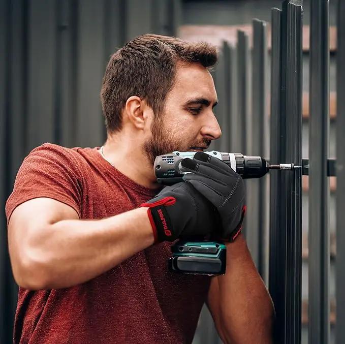 DULFINE Flex Grip Mechanic Work Gloves for Men,Black and Red Utility Safety Working Gloves Touch Screen,Excellent Grip,Ideal for Working on Cars and Outdoor Jobs(XX-Large) by GreenHaven Gardens