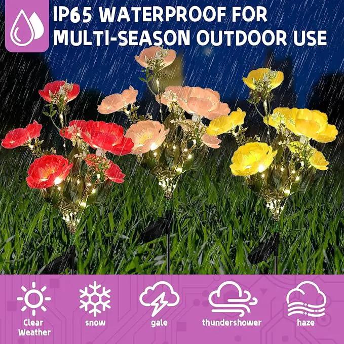 3Pack Outdoor Solar Garden Decor Lights, Waterproof Solar Powered Hydrangea Lotus Flower Lights Bright Up to 12 Hrs,Led Flowers for Yard Patio Lawn Decorative (Solar Flowers Style 1) by GreenHaven Gardens