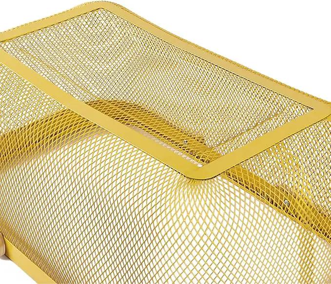 Portable Mesh Harvest Basket - Natural Bamboo Handle Foldable Organizer for Kitchen, Garden & Picnic | Ventilated Storage Bin with Rust-Proof Wire, Space-Saving Farmhouse Decor (Nebula Green) by GreenHaven Gardens