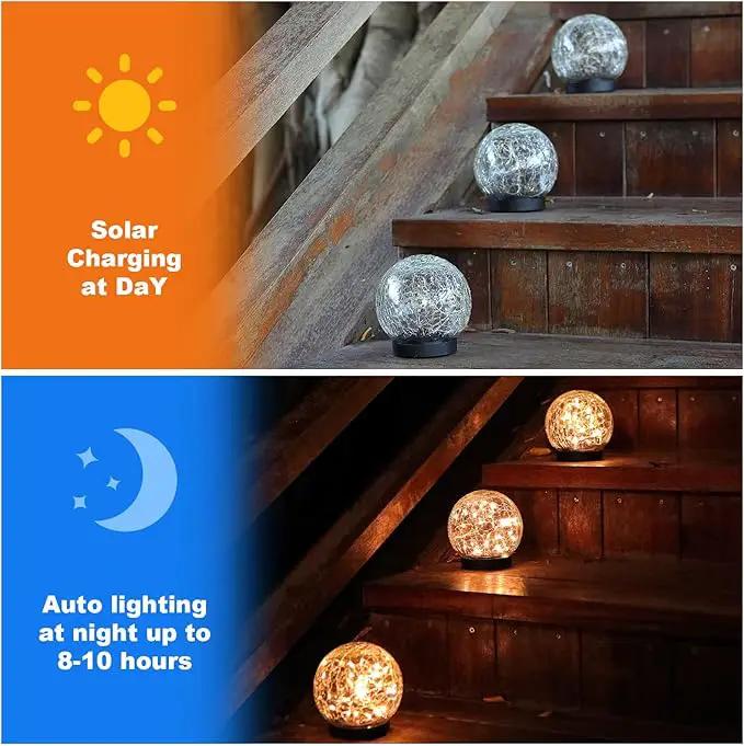 Solar Globe Lights Outdoor Waterproof-Solar Balls-Solar Garden Lights-Solar Orbs for Outside 4 Pack Cracked Glass Ball for Lawn Patio Yard Backyard Decorations, DS-XBQ-1-1-1 by GreenHaven Gardens