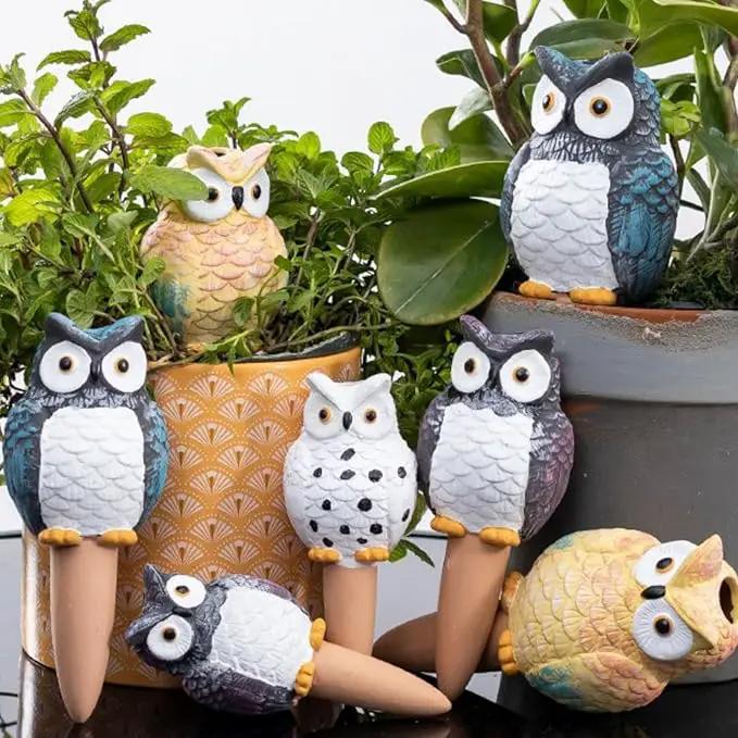 Self Watering Spikes, Self Watering Globes, Owl Shape Plant Watering Device, Terracotta Plant Watering Stakes, Automatic Watering Spikes for Indoor Outdoor Plants 4 Packs by GreenHaven Gardens