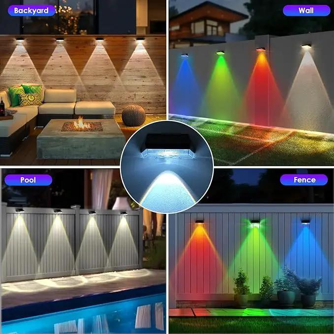 Solar Fence Lights Outdoor - IP65 Waterproof, 3000/4000/6000K & RGB Fence Lights Solar Powered, Deck Light for Outside Backyard, Patio, Deck, Stair Handrail, Pool and Wall (2PK) by GreenHaven Gardens