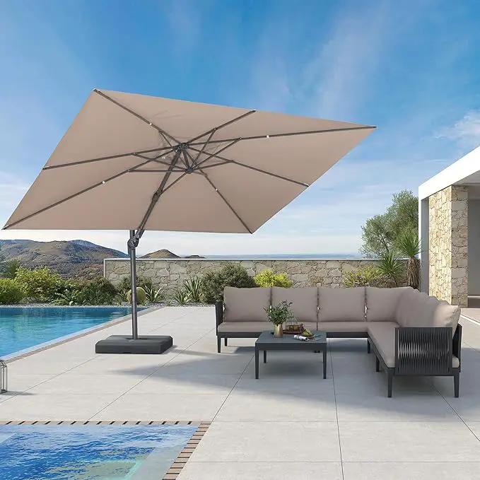 PURPLE LEAF 9' X 12' Left-right Tilting Outdoor Patio Umbrella Swivel Offset Cantilever Heavy Duty Rectangle Aluminum Umbrella with UV Resistant for Deck Pool Patio Backyard, Sand Dune by GreenHaven Gardens