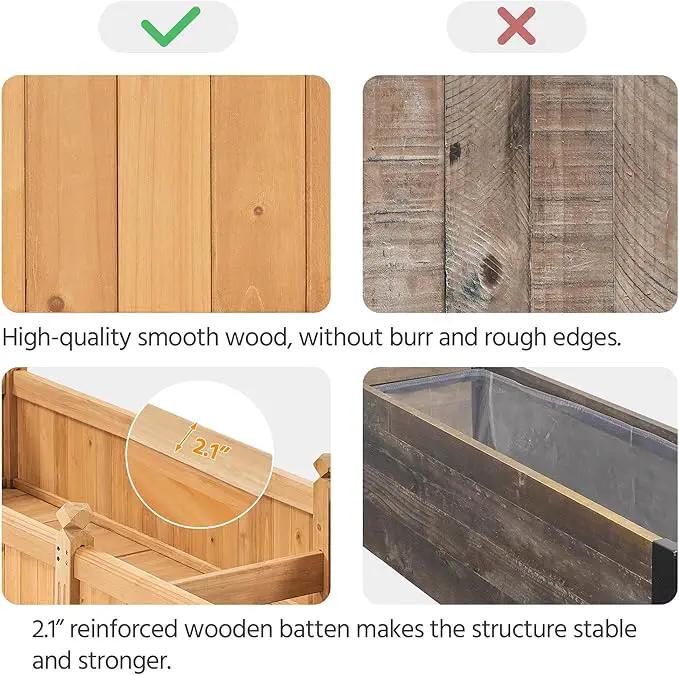 Yaheetech 90.5″ L×23.5″ W×16″ H Wooden Raised Garden Bed, Horticulture Wood Rectangular Garden Planter Outdoor, Raised Planter Box for Yard/Greenhouse/Vegetable/Flower/Herbs, Light Brown, 2pcs by GreenHaven Gardens