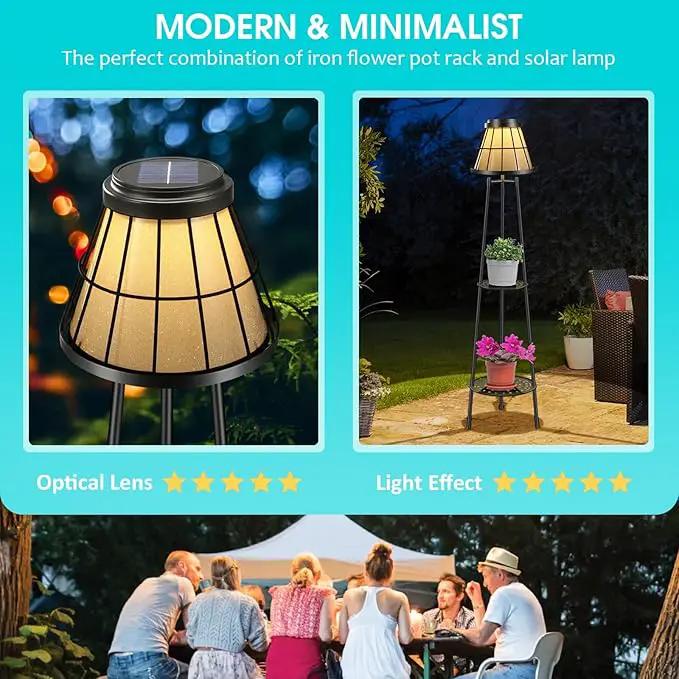2 Pack Solar Lights Outdoor with Plant Stands, Solar Floor Lamp Street Lights Metal Tripod Patio Lights for Garden Yard Pathway Driveway Front/Back Porch Decoration by GreenHaven Gardens