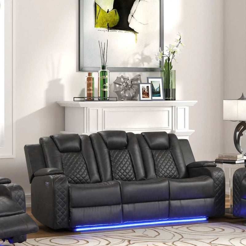 Benz - Power Recliner Set With LED Lighting And USB Charging by HouseOfZazla
