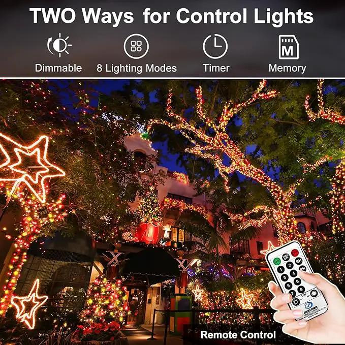 KNONEW 403ft 1000 LED String Lights Outdoor Christmas Lights 8 Modes & Timer Fairy Light Plug in Waterproof LED String Lights for Xmas Yard Tree Wedding Decorations (Red and Warm White) by GreenHaven Gardens