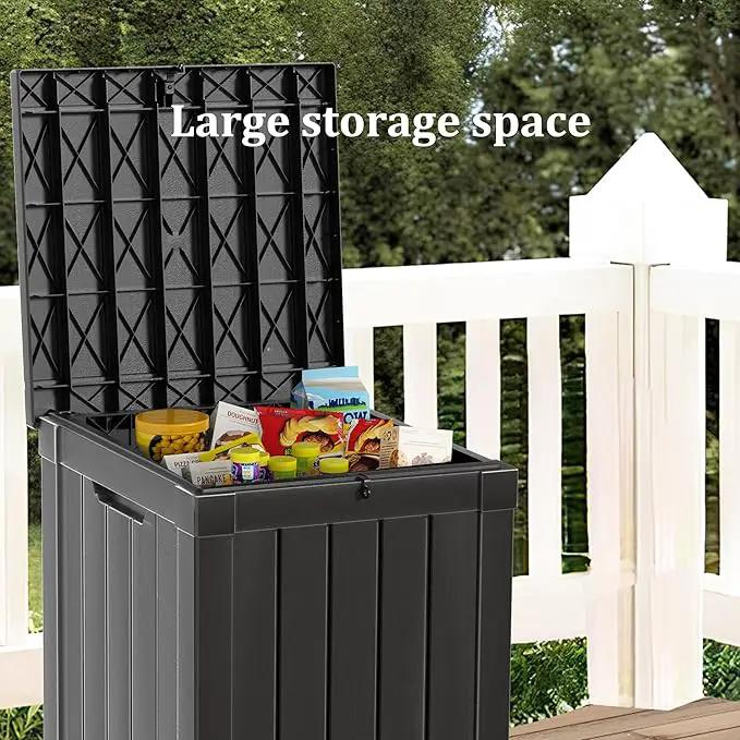48 Gallon Outdoor Storage Box, Waterproof Resin Deck Box for Patio, Pool, and Garden, Lockable Bin for Cushions, Tools, and Accessories, UV-Resistant, Black by GreenHaven Gardens