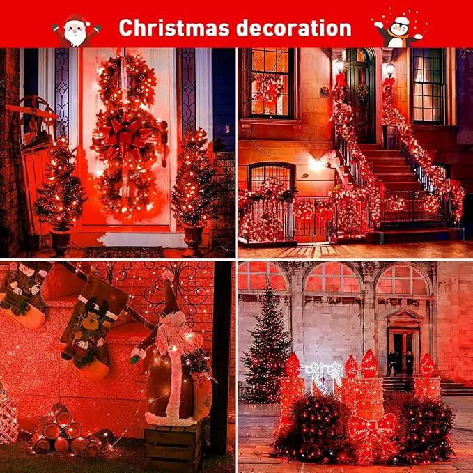 JMEXSUSS 66ft 200 LED Red Solar Halloween Lights, 2 Pack Solar Fairy Lights Outdoor Waterproof, 8 Modes Solar String Lights for Outside Garden Christmas Tree Party Halloween Decorations by GreenHaven Gardens
