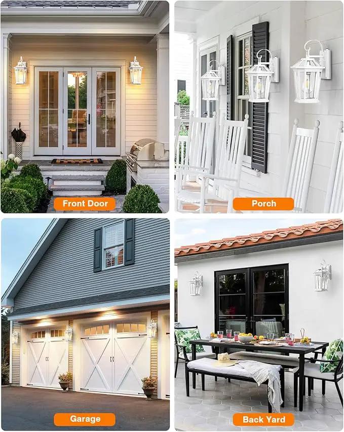 VIANIS 2 Pack Outdoor Wall Lights, Dusk to Dawn Exterior Light Fixture for House, 100% Anti-Rust Aluminum Waterproof Porch Light Outside Wall Lights, White Outdoor Wall Sconce Lanterns for Garage by GreenHaven Gardens