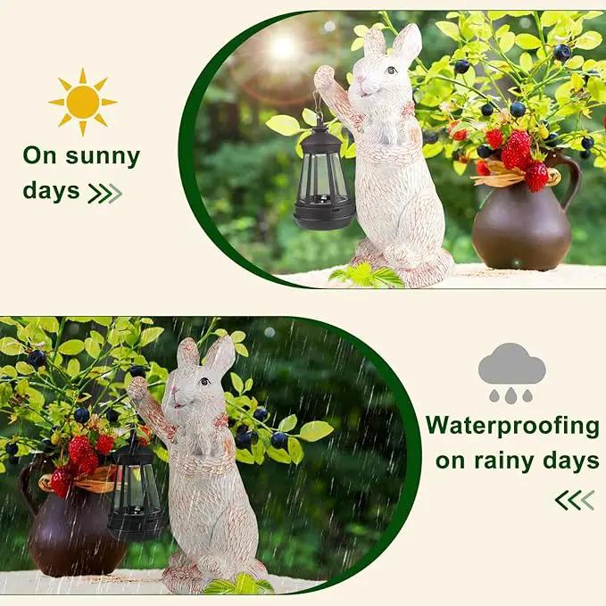 ILLUMINEW Solar Garden Statues Rabbit Lights, Outdoor Lighted Bunny Garden Decor Waterproof Figurines for Patio Porch Balcony Yard Lawn Lantern, Unique Easter Gifts for Mom Grandma Mother by GreenHaven Gardens