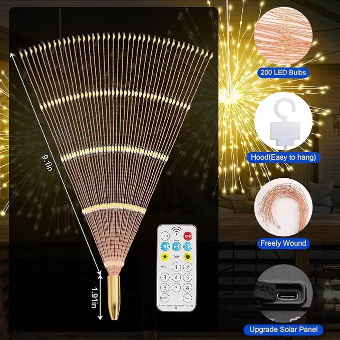 Solar Firework Lights Outdoor, 1000 LED Starburst Light Outdoor with USB Rechargerable, 8 Modes Waterproof Solar Hanging Lights for Gazebo Yard Party Wedding Decorations (Warm White, 1000 LED) by GreenHaven Gardens