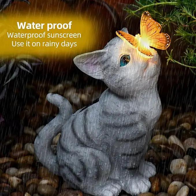 Cat Garden Figurines Outdoor Decor Solar Statue with LED Lights for Patio Lawn Yard Art Decoration Housewarming Garden Gift by GreenHaven Gardens