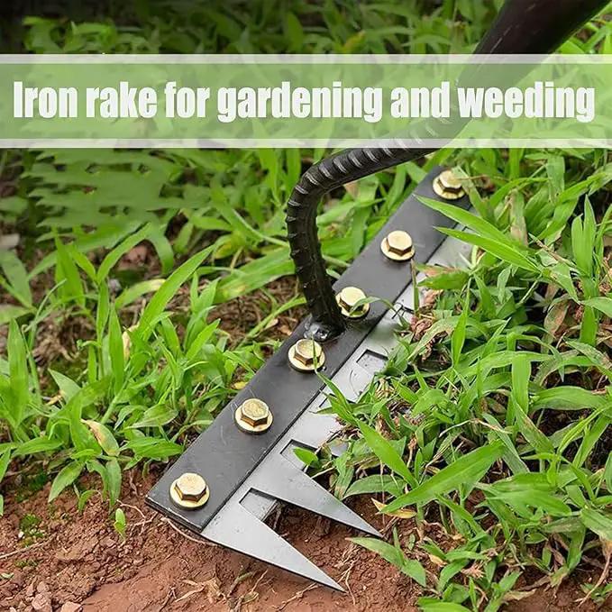 2 in 1 Iron Rake 2.0 for Gardening & Weeding,Multi-Tine Carbon Steel Garden Cultivator Rake | Weed Puller Tool & Uprooting Weeder for Gardenia | for Weeding, Cultivating, Lawn(No Handle Included) by GreenHaven Gardens