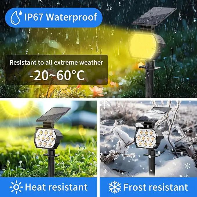 Solar Spot Lights Outdoor, [8 Pack/50LED] Solar Lights Outdoor Waterproof IP67, Dusk-to-Dawn 3 Lighting Modes Adjustable Landscape Spotlight for Garden, Yard, Pathway by GreenHaven Gardens