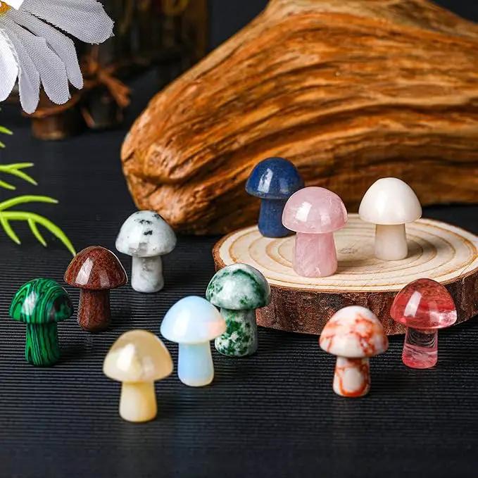 Nuanchu 120 Pieces Crystal Mushroom Sculpture Bulks Hand Making Gemstone Quartz Mushroom Polished Cute Stones Decor for Witchcraft Meditation Garden Home by GreenHaven Gardens