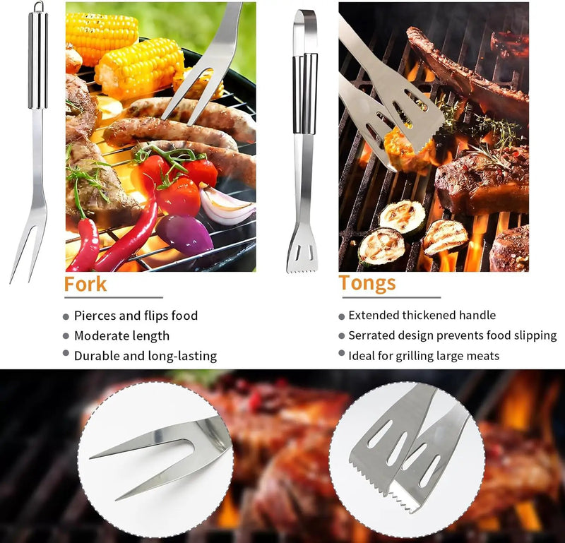 11Pcs Stainless Steel BBQ Grilling Accessories Set, Dad Gifts for Fathers Day Grilling Gifts,Portable Practical Grill Tools Utensils Kit with Storage Bag for Outdoor Grill Camping Backyard by GreenHaven Gardens