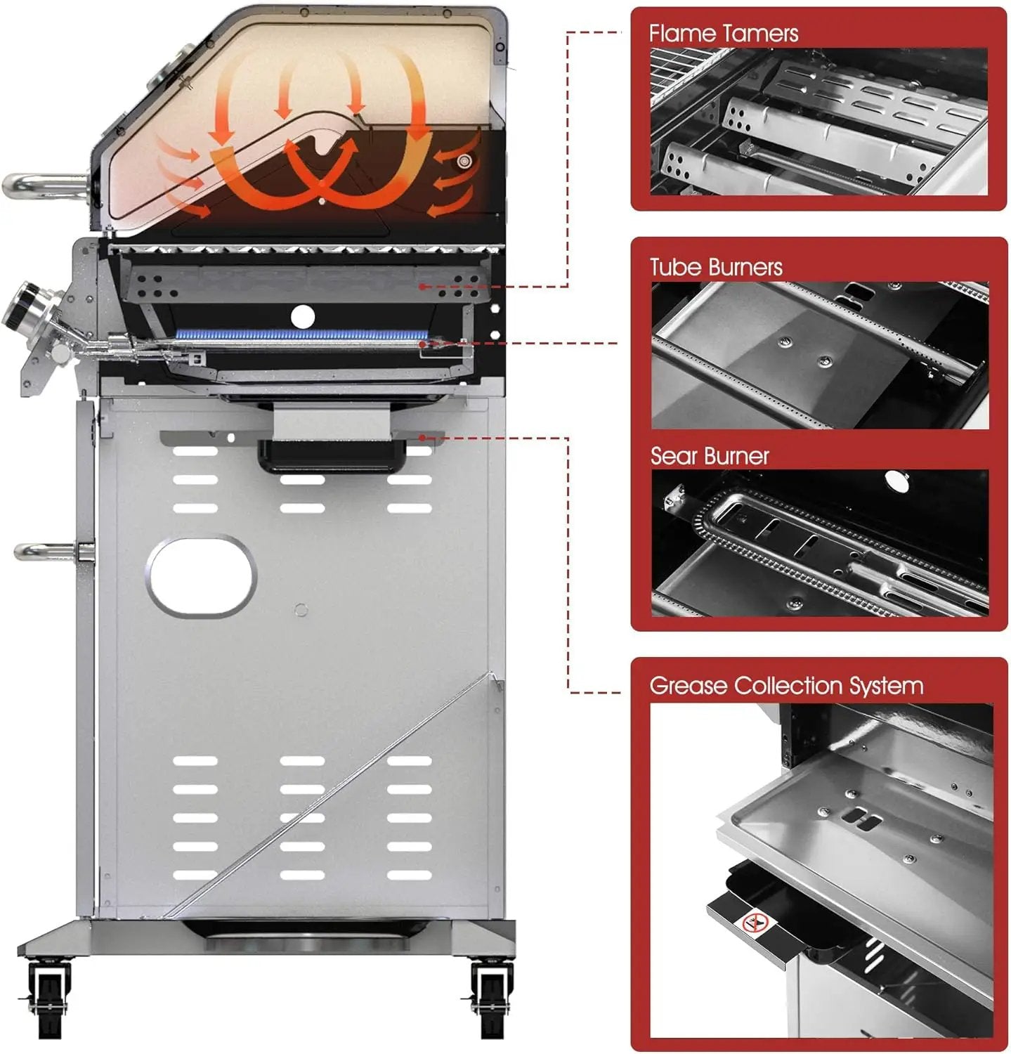 Royal Gourmet GA6402B 6 Burner Propane Gas Grill with Side Burner and Warming Rack, 74,000 BTUs, Cabinet Style Gas BBQ Grill for Barbecue Grilling & Backyard Cooking, Blue by GreenHaven Gardens