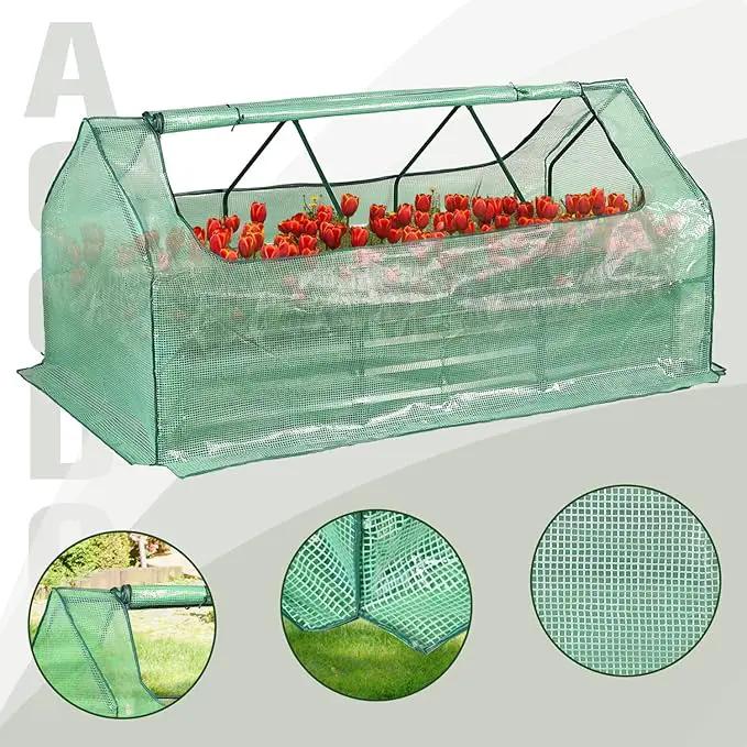 Aoodor 6 x 3 x 1 ft Raised Garden Bed with Mini Greenhouse Kit, Metal Planter Box with 2 Roll-Up Zipper Doors for Vegetables, Herbs, and Flowers by GreenHaven Gardens